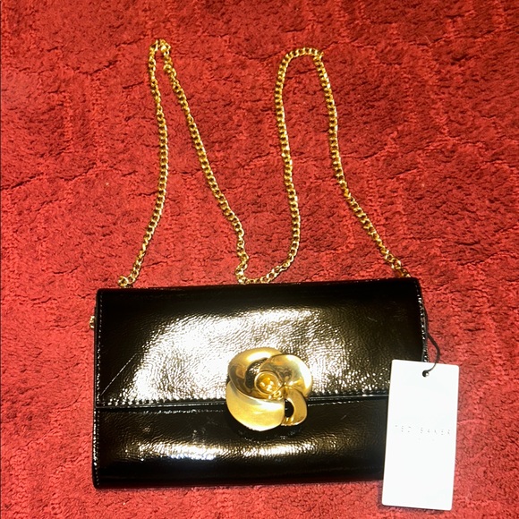 Elegant Black and Gold Clutch with Chain by Ted Baker - Picture 4 of 10